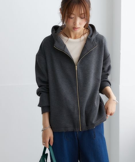 トップス なめらかポンチ素材　ジップアップパーカーレディース L-10L 大きなサイズ 30代 40代 50代 女性 スマイルランド smileland 秋服 春服 夏服 冬服プチプラのサムネイル