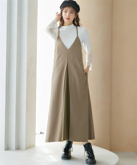 ワンピース 大きいサイズ　タックデザインキャミソールワンピース　miclatL-10L 大きなサイズ 20代 30代 40代 50代 女性 スマイルランド smileland 秋服 春服 夏服 冬服大きいサイズ レディース L-10L 秋服 冬服 スマイルランドのサムネイル