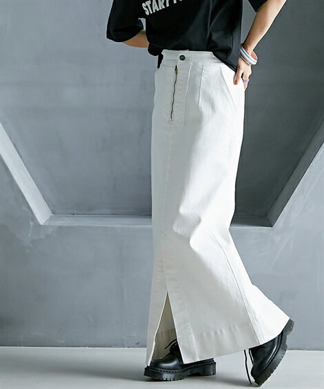 ＼クーポン有／スカート 大きいサイズ フロントジップデニムマキシタイトスカート GEVS.レディース 春夏秋冬 オールシーズン 体型カバー アメカジ カジュアル トレンド 無地 30代 40代 50代