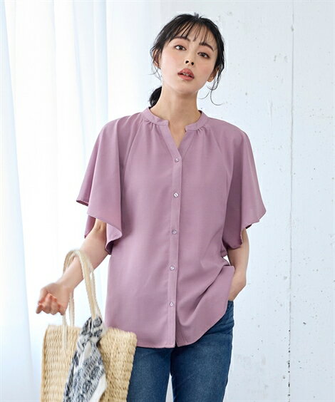 トップス 大きいサイズ クリオネ袖ギャザーブラウス（接触冷感・UVカット）レディース 春夏秋 体型カバー ぽっちゃり L-10L きれいめ オフィスカジュアル 通勤 プチプラ 低価格 30代 40代 50代