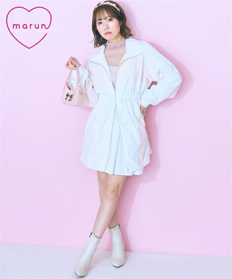 ＼クーポン有／アウター 大きいサイズ レースドッキングナイロンジャケット marun まるん マルン