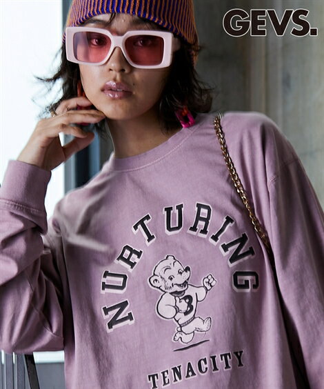 トップス 大きいサイズ 綿100％ピグメント染ロングスリーブTシャツ GEVS.カジュアル 20代 30代 40代 50代 春夏秋