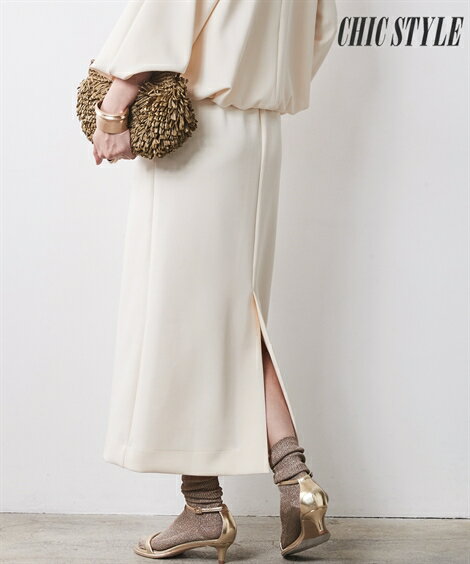 スカート ダブルジャージハイウエストタイトロングスカート シックスタイル(大きいサイズ対応)カジュアル 20代 30代 40代 50代 春夏秋