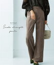 \クーポン有/パンツ スウェード調ストレートパンツレディース 大きいサイズ 春夏秋 30代 40代 50代 ぽっちゃり 体型カバー カジュアル