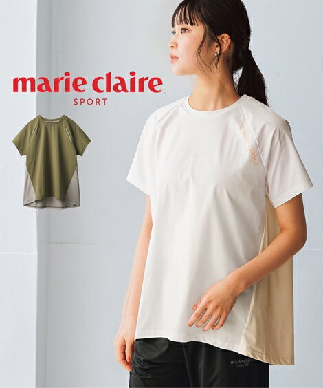 ＼クーポン有／トップス 異素材切替配色チュニック（UVカット）（marie claire SPORT