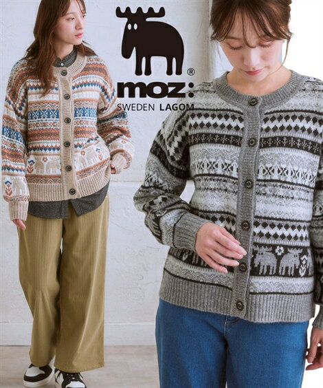 トップス moz(モズ)ジャガードカーディガン　大きいサイズ レディース 30代 40代 50代 春 秋 冬 お出かけ 体型カバー スマイルランド smileland