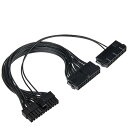 電源連動ケーブル 24ピン ATXマザーボード用 24ピンメスポートから24ピン(20+4)ピンオスデュアルPSU電源供給ケーブル 2分岐 スタート同期電源延長コード wuernine 30cm(2)