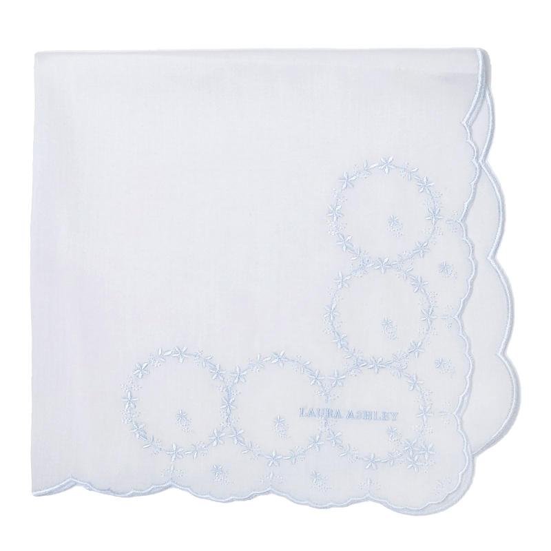[ローラ アシュレイ] 刺繍ハンカチ 05601197 ハンカチ 女性 小花柄 05601197B サックス 約横48cm×縦48cm