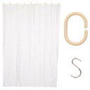 ストリックスデザイン シャワーカーテン フック付き Sカン Cカン 約135×180cm ミルキーホワイト 防水 パーテーション 間仕切り カーテン ユニットバス お風呂 浴室 QB-155D(3)