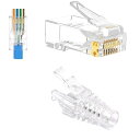 VCE 貫通式 RJ45コネクタ+保護カバー CAT6、CAT5E、CAT5 LANケーブル用 配線簡単 爪折れ防止 23-26AWG 50個セット