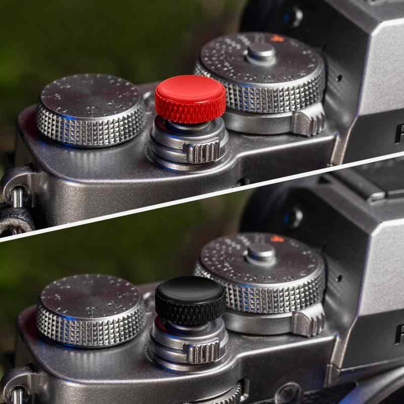 Yullmu カメラシャッターボタン 2個パック (レッド&ブラック) 純銅ソフトリリース 1/4インチスレッド Fuji X-T5 3 4 X100V X-T30 Leica M9 Nikon DFなどに対応 より快適で簡単に取り付け
