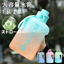 水筒 大容量 目盛り 1.6リットル 2.4リットル スポーツジャグ ストロー 直飲み ハンドル付 大人 こども 子供 スポーツ スポーツボトル キャンプ用 アウトドア 軽量 プラスチック シンプル オシャレ