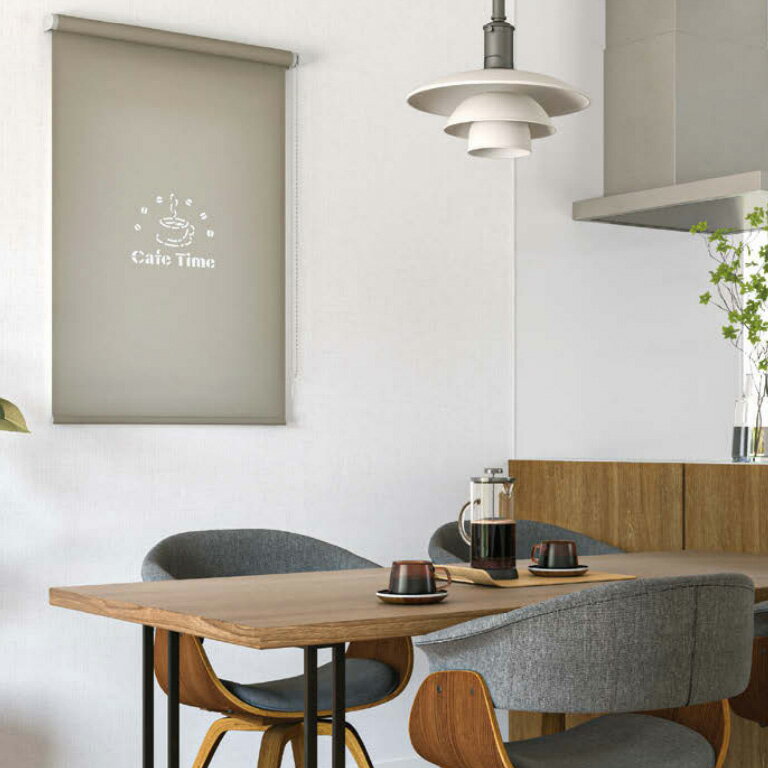 【追加オプション】 レーザーカット TOSO ロールスクリーン TYPE422 ポイント柄 Cafe Time マイテック..