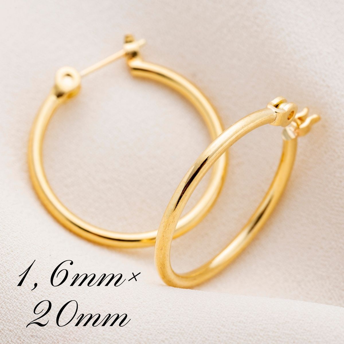 ポストのみ18金 フープピアス メンズ レディース 1,6mm×20mm K18 18K K18刻印 【 ピアス フープピアス メンズ 小さい 小さめ 日本製 レディース 18金 k18 日本製 メンズ レディース k18 18k 18金 金 K18刻印 イエローゴールド おしゃれ かわいい 】