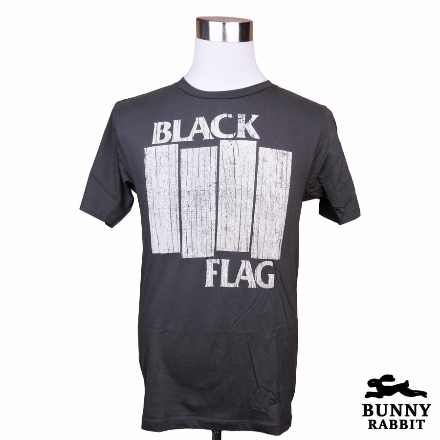 デザインTシャツ BUNNY RABBIT BLACK FLAG ブラック・フラッグ ビンテージ風 ロック バンド フェス 黒 ..