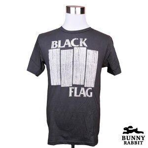 デザインTシャツ BUNNY RABBIT BLACK FLAG ブラック・フラッグ ビンテージ風 ロック バンド フェス 黒 ブラック