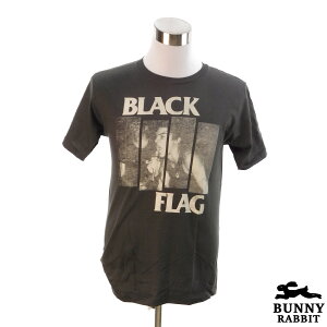 デザインTシャツ BUNNY RABBIT BLACK FLAG ブラック・フラッグ ビンテージ風 パンク ロック ポスト・パンク バンド フェス 黒 ブラック