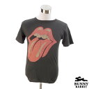 デザインTシャツ BUNNY RABBIT The Rolling Stones ザ・ローリング・ストーンズ ビンテージ風 UK ロック バンド フェス 黒 ブラック