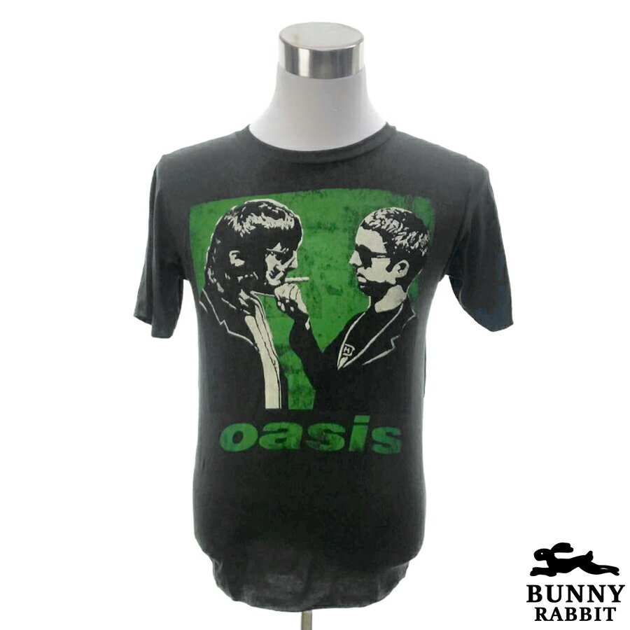 デザインTシャツ BUNNY RABBIT OASIS オアシス ビンテージ風 ロック ブリティッシュロック UK レジェンド バンド フェス 黒 ブラック バンドTシャツ