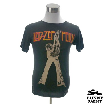 【10%OFF! 9/12 9：59まで！】 デザインTシャツ BUNNY RABBIT Led Zeppelin レッド・ツェッペリン ビンテージ風 ロック ブリティッシュロック UK レジェンド バンド フェス 黒 ブラック バンドTシャツ