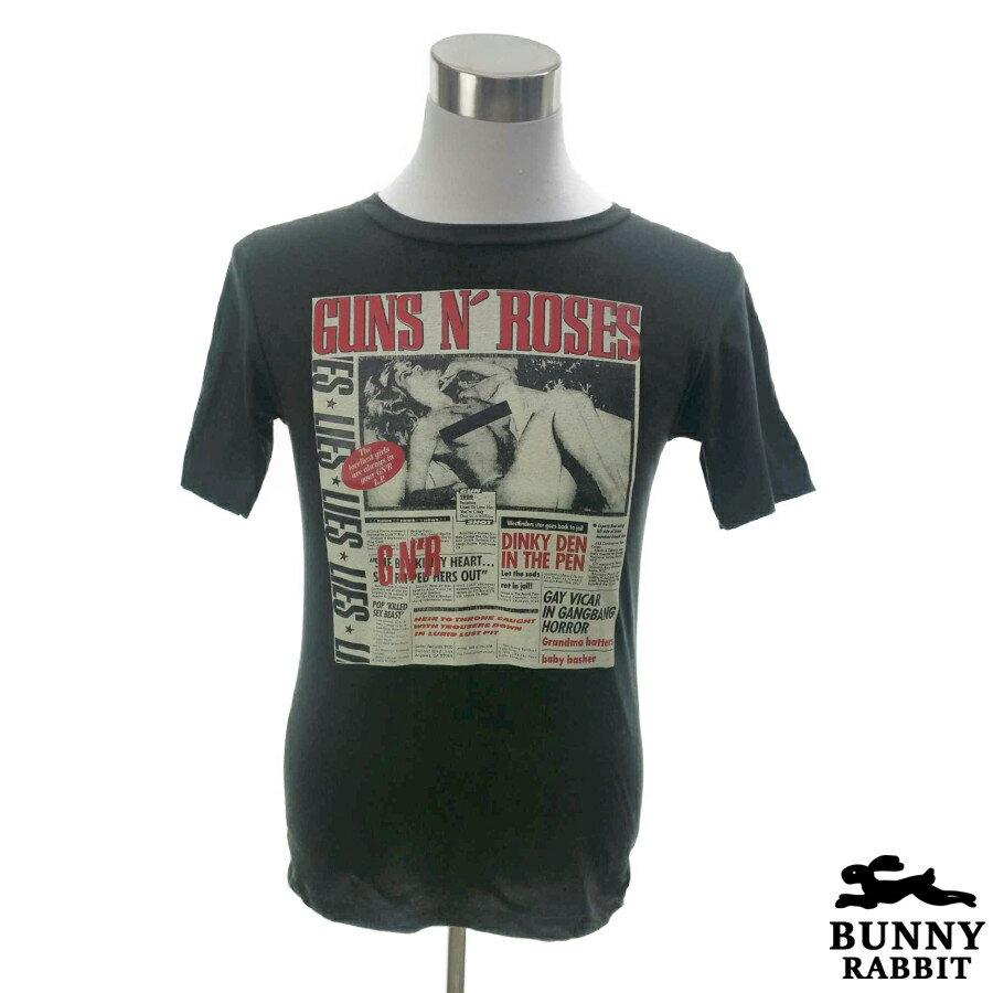 デザインTシャツ BUNNY RABBIT Guns N' Roses ガンズ・アンド・ローゼズ ビンテージ風 ロック ハードロック レジェンド バンド フェス 黒 ブラック バンドTシャツ