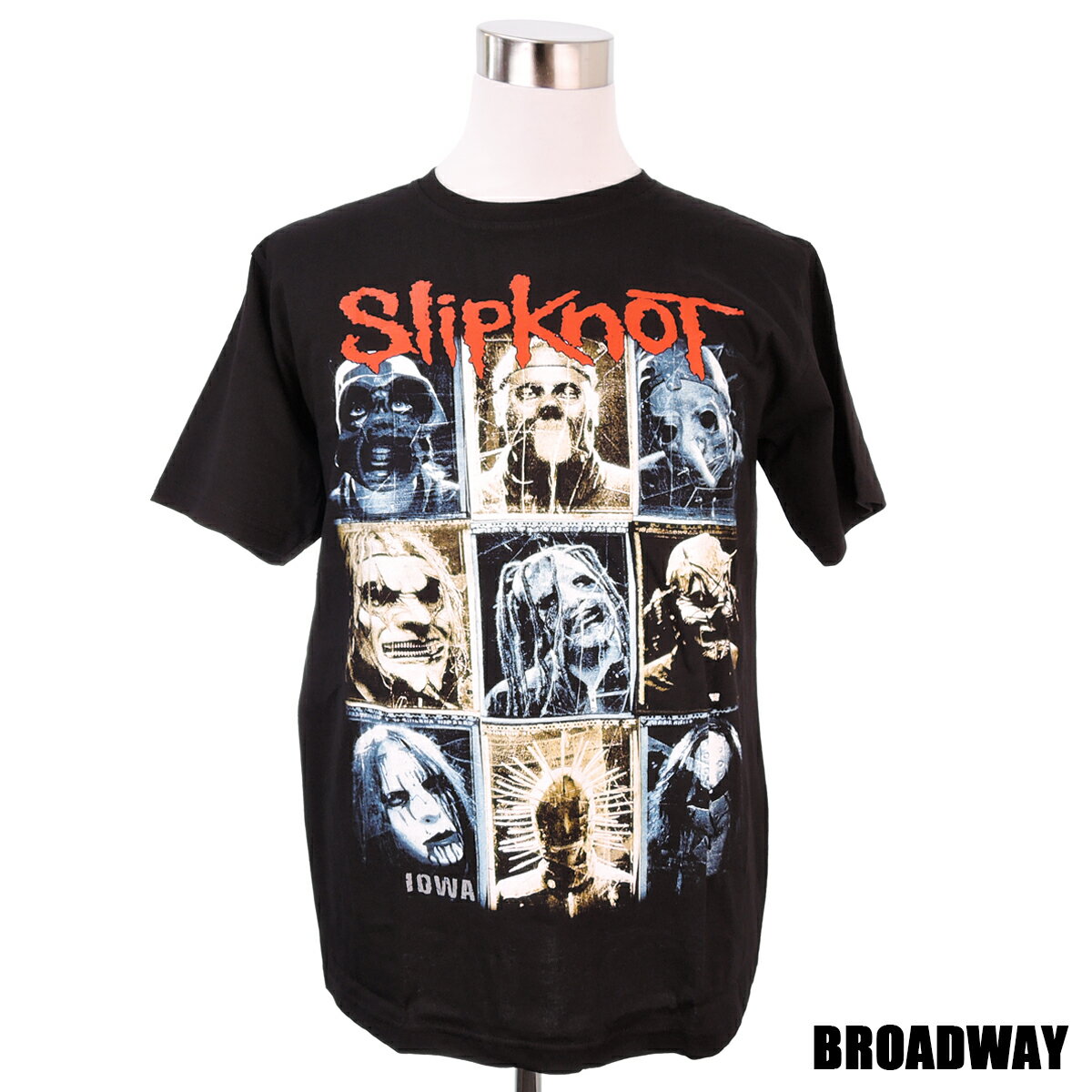 デザインTシャツ Broadway Slipknot スリップノット 黒 バンドTシャツ プリントTシャツ グッズ 音楽 デスメタル 洋楽 フェスコーデ Tシャツ 男女兼用 サイズM＆L