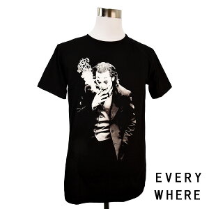 デザインTシャツ EVERY WHERE ジョーカー Joker ホアキン・フェニックス Joaquin Phoenix 黒 ブラック コミック キャラクター プリントTシャツ グッズ 男女兼用 サイズS＆M＆L