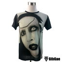 デザインTシャツ GibGae マリリン マンソン Marilyn Manson バンドTシャツ 音楽 メタル プリントTシャツ 男女兼用 サイズM＆L