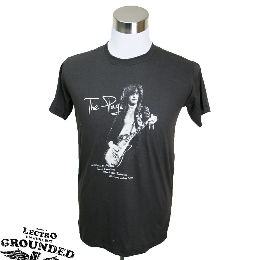 デザインTシャツ LECTRO GROUNDED Jimmy Page2 ジミー・ペイジ2 音楽 プリントTシャツ グッズ ハードロック ヘヴィメタル レッドツェッペリン ギタリスト Tシャツ 男女兼用 サイズM＆L