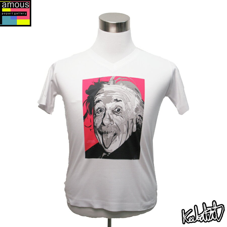 デザインTシャツ Vネック Keetatat Sitthiket Albert Einstein アルベルト・アインシュタイン プリントTシャツ 偉人 相対性理論 Tシャツ メンズ レディース サイズM＆L
