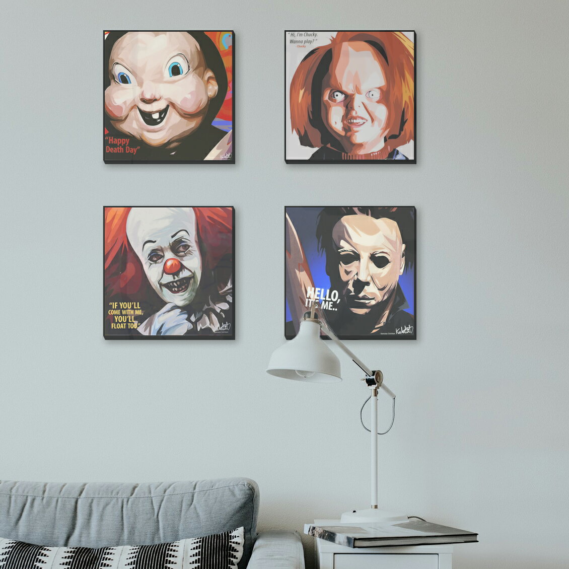 Horror Character set ホラーキャラクター4枚セット [映画・グッズ・ポスター・ホラー・キャラクター] お洒落にお部屋を彩るウォールアートパネル【映画・キャラクター・スター グッズ・雑貨】のサムネイル