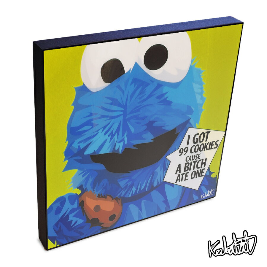 ポップアートフレーム Cookie Monster　クッキーモンスター KEETATAT SITTHIKET アートパネル インテリア 雑貨 店舗 内装 玄関 おしゃれ ポスター 絵 イラスト 壁掛け セサミストリート キャラクター 海外テレビ 子供番組
