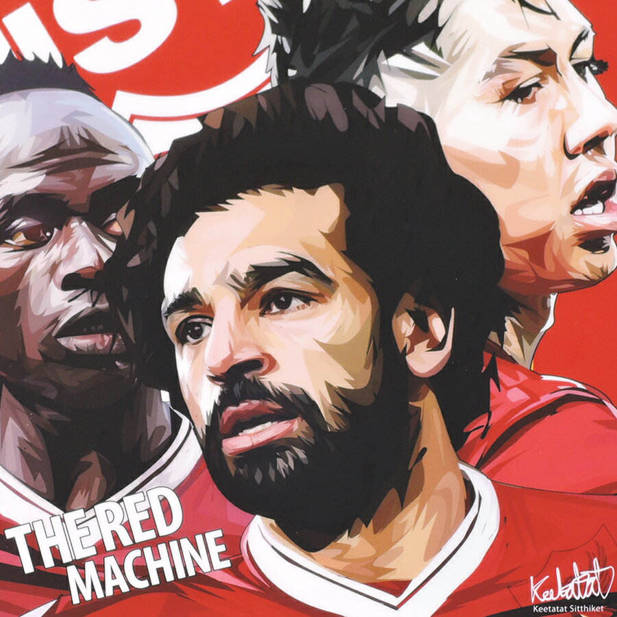 【11/4 23：00-11/11 10:59 ポイント10倍！】 Salah&Mane&Firmino　サラー＆マネ＆フィルミーノ（リバプール） KEETATAT SITTHIKET ポップアートパネル ポップアートフレーム 絵 イラスト グラフィック 壁掛け おしゃれ インテリア サッカー選手 プレミアリーグ