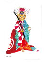 D0018　猫ポストカード　アートボードネコ　歌舞伎和伝統芸【女暫】北田浩子