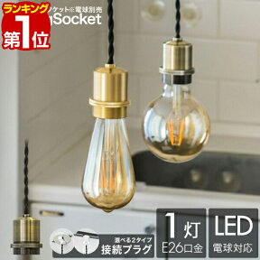 【楽天1位】 ペンダントライト ソケット シェードなし 裸電球 吊り下げ ペンダント ランプ 1灯 LED対応 E26 口金 照明 吊り下げ 引掛シーリング ダクトレール シーリングライト 選べるLED電球 カフェ 食卓 リビング ダイニング シンプル 1年保証 ■[送料無料]