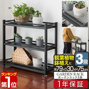 【楽天1位】ガーデンラック 棚 プランター台 3段 幅79×30×75cm スチール アイアン 鉄 フラワースタンド プランターラック 鉢植えラック プランタースタンド ガーデンシェルフ ガーデン棚 室内 観葉植物 台 オープンラック 収納ラック 1年保証 ■[送料無料][あす楽]