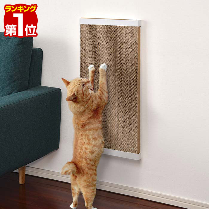 【楽天1位】猫 爪とぎボード 67cm×35cm 固定用ボードケース付き ねこ つめとぎ ネコ 爪研ぎボード 段ボールボード 段ボール 爪研ぎ 爪みがき 床置き/壁掛け スリム おもちゃ お手入れ 交換式 家具 壁 保護 固定ボードケースセット 1年保証 ■ 送料無料