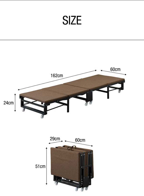 1年保証 子供用ベッド 折りたたみベッド 幅60x長さ162cm コンパクト 四つ折り 小型ベッド ミニベッド スモール シングル 折り畳みベッド 簡易ベッド 子供部屋 マットレス一体型 省スペース キャスター付き 折りたたみコンパクトベッド ■[送料無料]