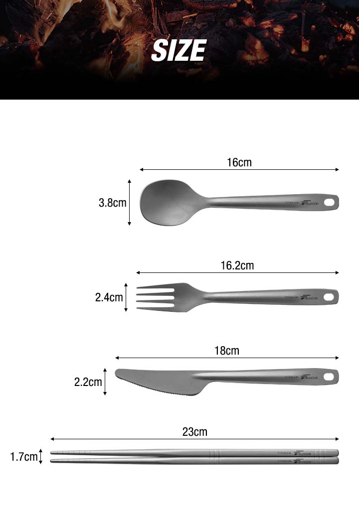 1年保証 FIELDOOR チタンカトラリー4点セット お箸・フォーク・スプーン・ナイフ 収納袋・カラビナ付き チタン製 金属製 軽量 シングル キャンプ用食器 器 皿 はし テーブルウェア キャンプ飯 アウトドア バーベキュー キャンプ用品 ツーリング ■[送料無料]通販格安セール情報　楽天　通販