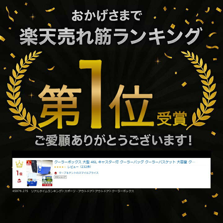 【楽天1位】クーラーボックス 大型 46L キャスター付 クーラーバッグ クーラーバスケット 大容量 クーラーBOX キャスター付き キャンプ 海水浴 バーベキュー BBQ 便利 保冷バッグ 釣り ペットボトル クーラーボックス FIELDOOR 1年保証 ■[送料無料] - Image 3
