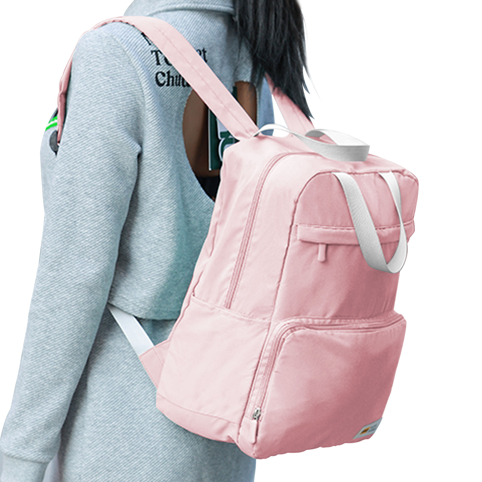 DSDCDJ レディース リュック 超薄型軽量(250g) 防水 A4サイズ折りたたみ可能 薄さ3cm フロントポケット..