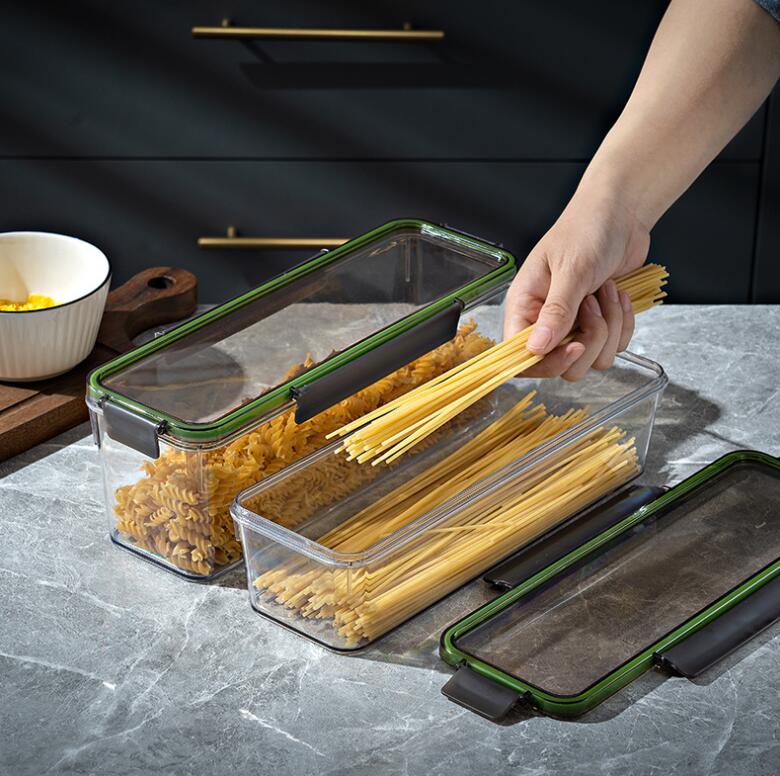 パスタ保存容器 パスタケース 保存容器 プラスチック 密閉 防湿 キッチン収納 密封保存瓶 蓋付き プラスチック 貯蔵容器 コーヒー豆/お箸など収納1.5L/2.25L 密閉 防湿 ホコリ防止 虫よけ 穀物収納 麺類収納 お菓子入れ おしゃれ ヌードル収納 麺類保存箱