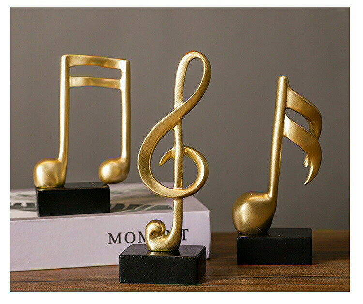 送料無料 オブジェ 置き物 置物 台座付き 音符型 ト音記号型 十六分音符型 おしゃれ エレガント シンプル インテリア 飾り 部屋 ゴールドカラー 金色