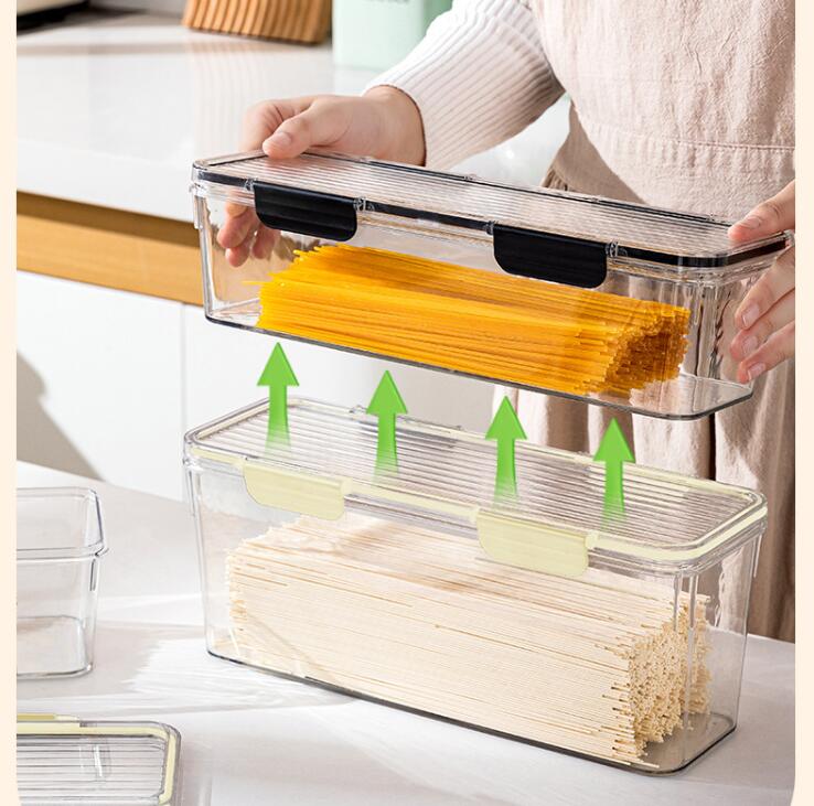 パスタ保存容器 パスタケース 保存容器 プラスチック 密閉 防湿 キッチン収納 密封保存瓶 蓋付き プラスチック 貯蔵容器 コーヒー豆/お箸など収納1.5L/2.25L 密閉 防湿 ホコリ防止 虫よけ 穀物収納 麺類収納 お菓子入れ おしゃれ ヌードル収納 麺類保存箱