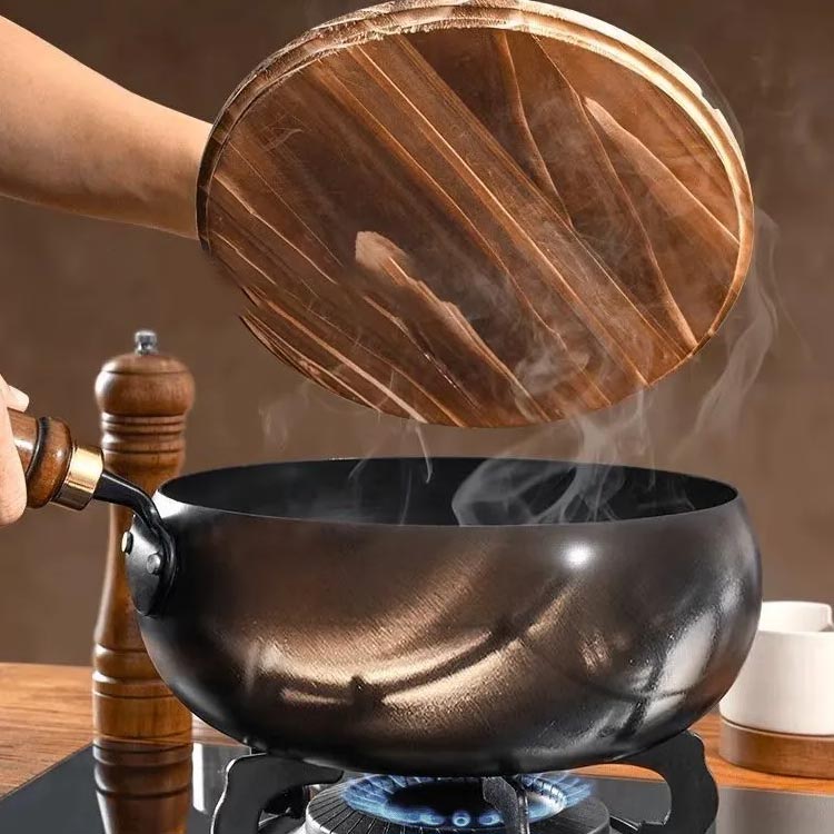 キッチ 無塗装 油跳ね防止 深型 炒�