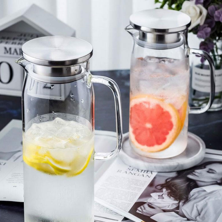 ガラスピッチャー フレーバーウォーター 大容量 耐熱ガラス 洗いやすい ピッチャー 麦茶ポット ポット ..