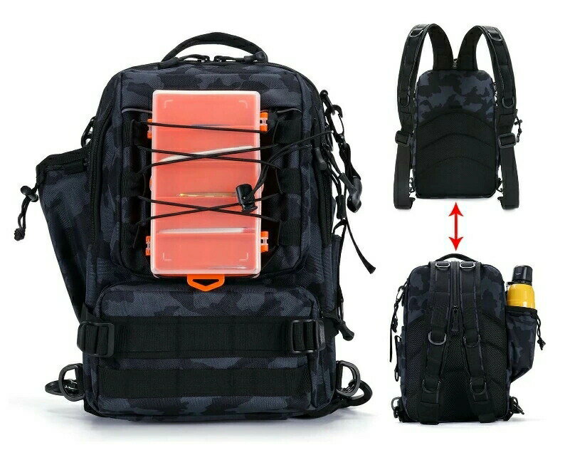 釣り リュック フィッシングバッグ 防水 5way 大容量 15.6インチ タックルバッグ バックパック 撥水加工 多機能 リュックサック メンズ アウトドア キャンプ ロッドホルダー 収納 コンパクト 軽量 ブラック ショルダーバッグ