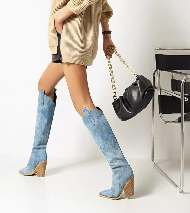 レディースブーツ　デニムブーツ　ロングブーツ　エンジニアブーツ　ジョッキーブーツ　ハイヒールブー..