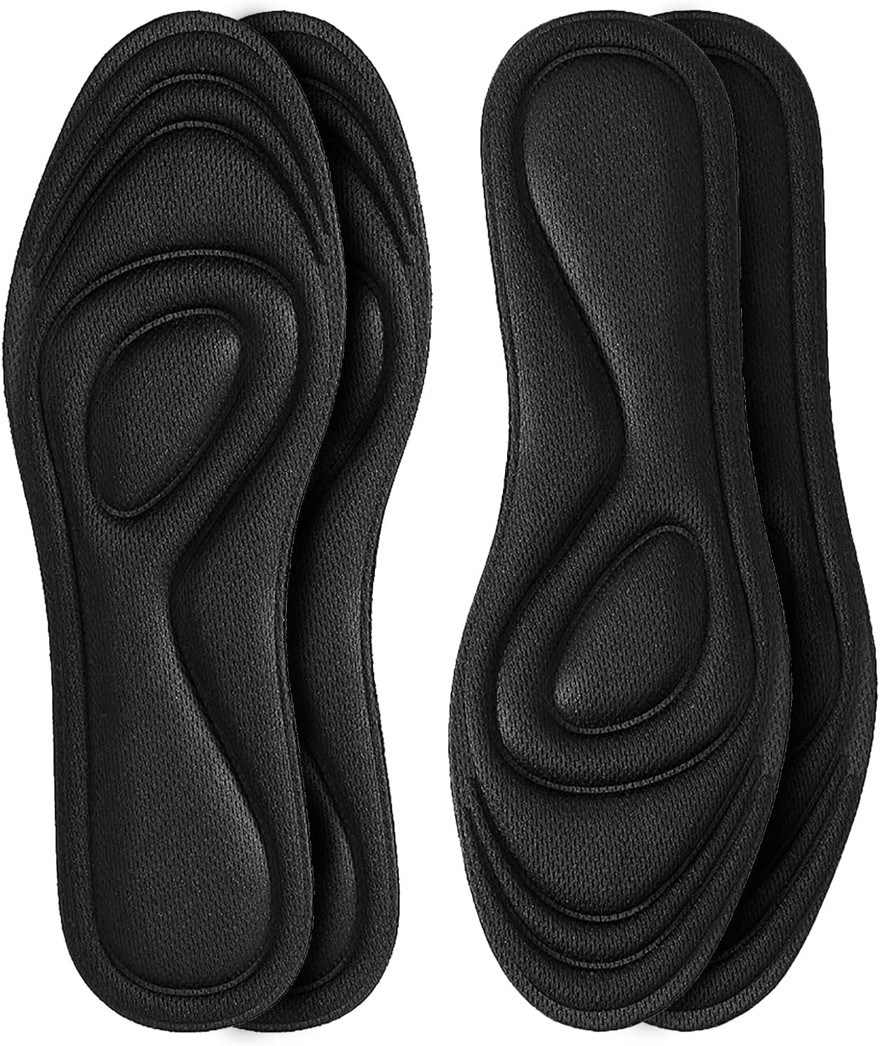 インソール 【2足4枚】軽薄で通気性よい 蒸れない 人間工学に基づいた衝撃吸収 中敷き 土踏まず かかと ライトウエイ ユニセックス サイズ調整可 スポーツ 立ち仕事 男女兼用