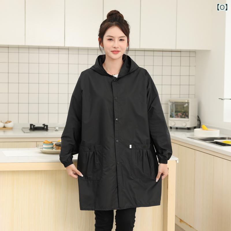 Rakuten - エン 長袖 大人 スモック レディース キッチン 防水 つぎ 簡易 調理 上着 防護 作業 ブラック グリーン レッド